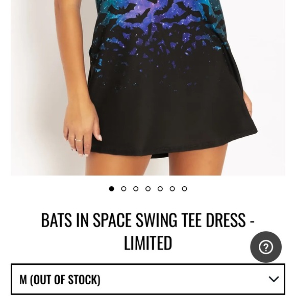 Blackmilk “BATS IN SPACE SWING TEE DRESS - LIMITED” Size Medium M NWT - Picture 3 of 16